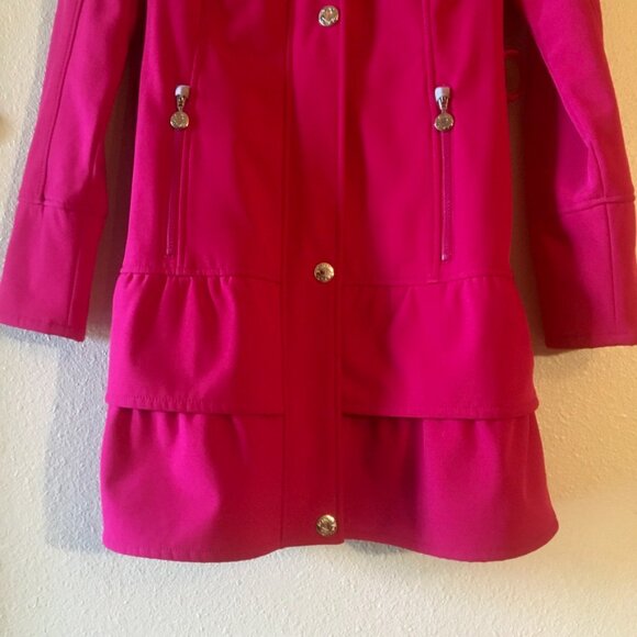 Betsey Johnson Barbie Pink Double Breast Hooded Inner Fleece Belted Coat Size S - Picture 3 of 10